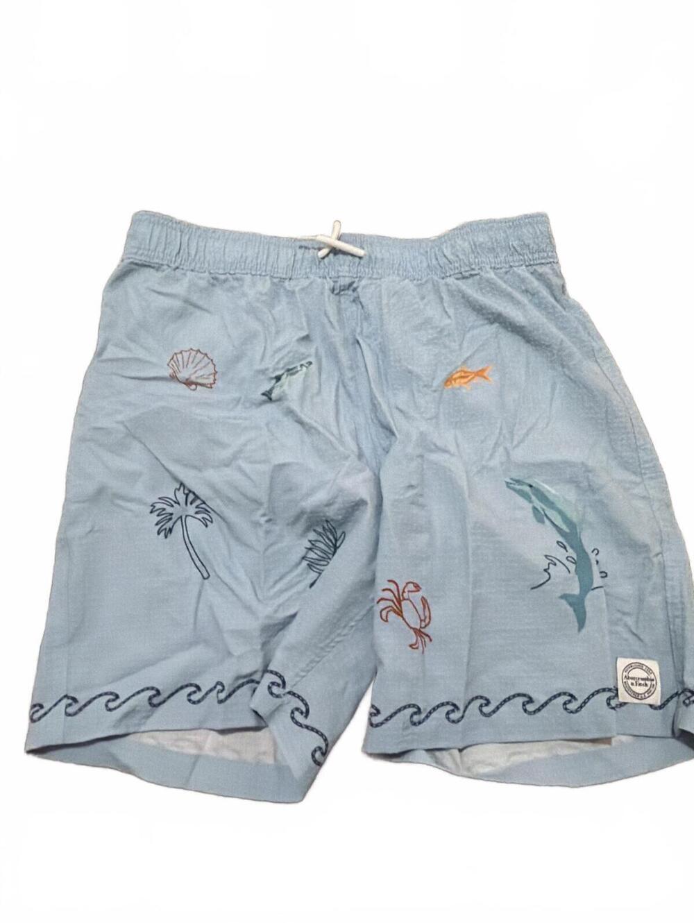 Abercrombie Kids Light Blue Icons Swim Shorts 17/18